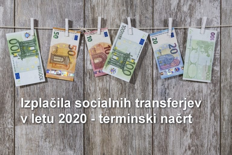 Izplačila socialnih transferjev v letu 2020 - terminski načrt