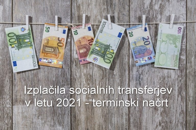 Izplačila socialnih transferjev v letu 2021 – terminski načrt