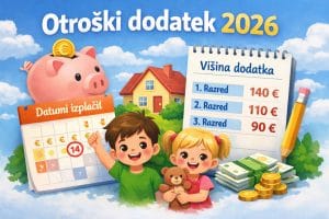 Otroški dodatek 2026 – višina in datumi izplačil