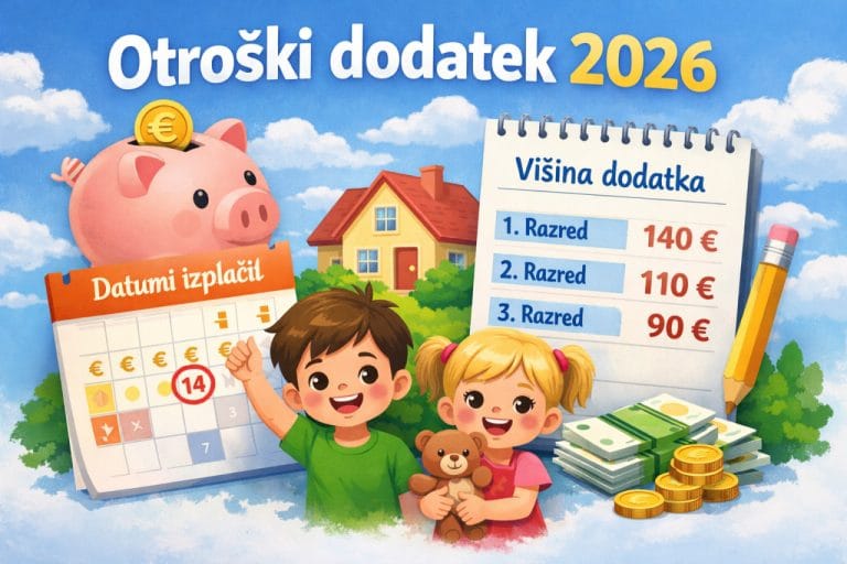 Otroški dodatek 2026 - višina in datumi izplačil