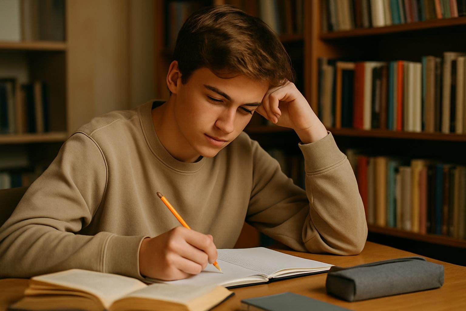 Miren prizor učenja, pogovora o šoli ali priprave na test